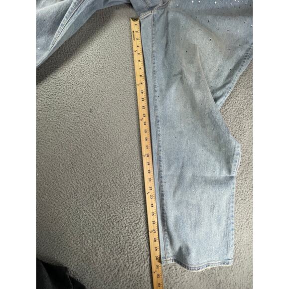 Universal Thread Jeans Womens 24 Blue Embellished Studded High Rise Wide Leg NWT - Picture 6 of 9